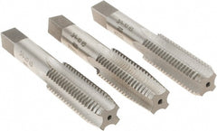 Interstate - 3/4-10 UNC, 4 Flute, Bottoming, Plug & Taper, Bright Finish, High Speed Steel Tap Set - Right Hand Cut, 4-1/4" OAL, 2" Thread Length - Exact Tooling