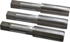 Interstate - 3/4-16 UNF, 4 Flute, Bottoming, Plug & Taper, Bright Finish, High Speed Steel Tap Set - Right Hand Cut, 4-1/4" OAL, 2" Thread Length - Exact Tooling