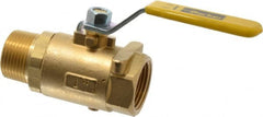 Parker - 1" Pipe, Brass Standard Ball Valve - 2 Piece, Inline - One Way Flow, MNPT x FNPT Ends, Lever Handle, 600 WOG, 150 WSP - Exact Tooling