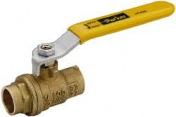 Parker - 1" Pipe, Brass Standard Ball Valve - 2 Piece, Inline - One Way Flow, Soldered x Soldered Ends, Lever Handle, 600 WOG, 150 WSP - Exact Tooling