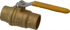 Parker - 1-1/4" Pipe, Brass Standard Ball Valve - 2 Piece, Inline - One Way Flow, Soldered x Soldered Ends, Lever Handle, 600 WOG, 150 WSP - Exact Tooling