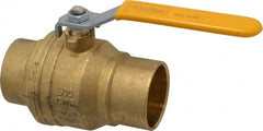 Parker - 2" Pipe, Brass Standard Ball Valve - 2 Piece, Inline - One Way Flow, Soldered x Soldered Ends, Lever Handle, 600 WOG, 150 WSP - Exact Tooling