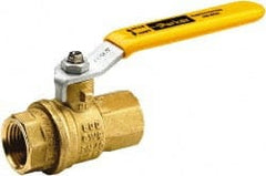 Parker - 1" Pipe, Brass Standard Ball Valve - 2 Piece, Inline - One Way Flow, FNPT x FNPT Ends, Lever Handle, 600 WOG, 150 WSP - Exact Tooling