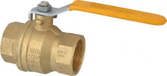 Parker - 1-1/2" Pipe, Brass Standard Ball Valve - 2 Piece, Inline - One Way Flow, FNPT x FNPT Ends, Lever Handle, 600 WOG, 150 WSP - Exact Tooling