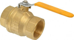 Parker - 2" Pipe, Brass Standard Ball Valve - 2 Piece, Inline - One Way Flow, FNPT x FNPT Ends, Lever Handle, 600 WOG, 150 WSP - Exact Tooling