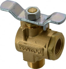 Parker - 3/8" Pipe, Brass Standard Ball Valve - 2 Piece, Right Angle, MNPT x FNPT Ends, Tee Handle, 250 WOG, 150 WSP - Exact Tooling