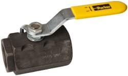 Parker - 1" Pipe, Carbon Steel Standard Ball Valve - 2 Piece, Inline - One Way Flow, FNPT x FNPT Ends, Lever Handle, 2,000 WOG, 150 WSP - Exact Tooling