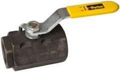 Parker - 1" Pipe, Carbon Steel Standard Ball Valve - 2 Piece, Inline - One Way Flow, FNPT x FNPT Ends, Lever Handle, 2,000 WOG, 150 WSP - Exact Tooling