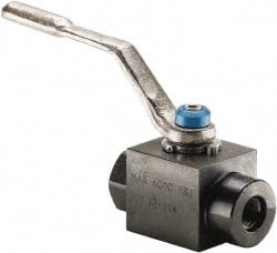 Parker - 3/8" Pipe, Carbon Steel Standard Ball Valve - 2 Piece, Inline - One Way Flow, SAE x SAE Ends, Lever Handle, 6,000 WOG, 150 WSP - Exact Tooling