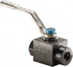 Parker - 3/8" Pipe, Carbon Steel Standard Ball Valve - 2 Piece, Inline - One Way Flow, SAE x SAE Ends, Lever Handle, 6,000 WOG, 150 WSP - Exact Tooling