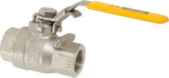 Parker - 3/4" Pipe, Full Port, Stainless Steel Standard Ball Valve - 2 Piece, Inline - One Way Flow, FNPT x FNPT Ends, Padlock Handle, 2,000 WOG, 150 WSP - Exact Tooling