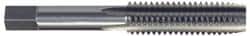 Made in USA - M12x1.75 Metric Coarse 4 Flute Bright Finish High Speed Steel Straight Flute Standard Hand Tap - Bottoming, Right Hand Thread, 3-3/8" OAL, 1-21/32" Thread Length, H11 Limit, 0.005" Oversize - Exact Tooling