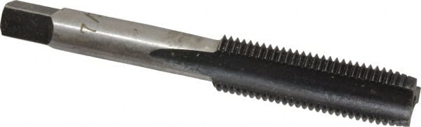 Interstate - 7/16-20 UNF 4 Flute Bright Finish High Speed Steel Straight Flute Standard Hand Tap - Plug, Right Hand Thread, 3-5/32" OAL, 1-7/16" Thread Length, H5 Limit, Oversize - Exact Tooling