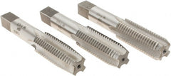 Interstate - 7/8-9 UNC, 4 Flute, Bottoming, Plug & Taper, Bright Finish, High Speed Steel Tap Set - Right Hand Cut, 4-11/16" OAL, 2-7/32" Thread Length - Exact Tooling