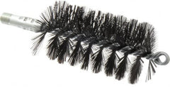 Schaefer Brush - 4-1/2" Brush Length, 2-1/2" Diam, Double Stem, Single Spiral Flue Brush - 7-1/2" Long, Tempered Steel Wire, 1/4" NPSM Male Connection - Exact Tooling