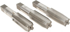 Interstate - 1-8 UNC, 4 Flute, Bottoming, Plug & Taper, Bright Finish, High Speed Steel Tap Set - Right Hand Cut, 5-1/8" OAL, 2-1/2" Thread Length - Exact Tooling