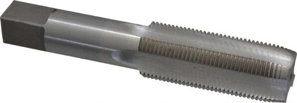 Interstate - 1-14 UNS 3B 4 Flute Bright Finish High Speed Steel Straight Flute Standard Hand Tap - Plug, Right Hand Thread, 5-1/8" OAL, 2-1/2" Thread Length, H4 Limit, Oversize - Exact Tooling