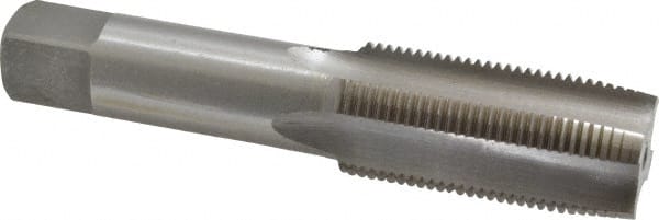 Interstate - 1-1/8 - 12 UNF 3B 4 Flute Bright Finish High Speed Steel Straight Flute Standard Hand Tap - Taper, Right Hand Thread, 5-7/16" OAL, 1-1/2" Thread Length, H4 Limit - Exact Tooling
