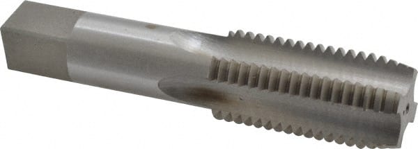 Interstate - 1-1/4 - 7 UNC 3B 4 Flute Bright Finish High Speed Steel Straight Flute Standard Hand Tap - Plug, Right Hand Thread, 5-3/4" OAL, 2-9/16" Thread Length, H4 Limit, Oversize - Exact Tooling
