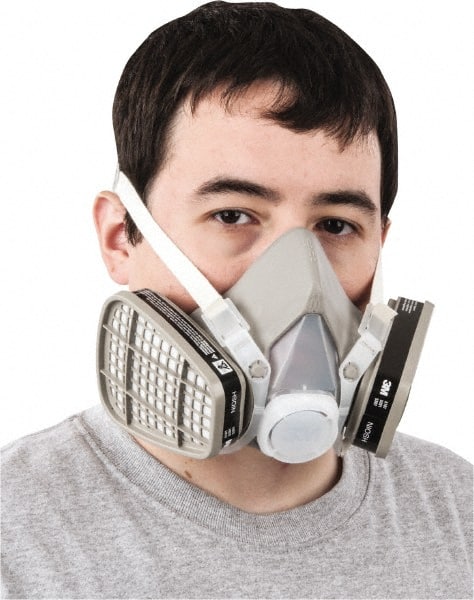 3M - Size M, Thermoplastic Elastomer, Half Mask Facepiece Respirator Assembly - Protection from Organic Vapor, 4 Point Suspension - Exact Tooling