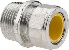 Cooper Crouse-Hinds - 0.65 to 3/4" Cable Capacity, Liquidtight, Straight Strain Relief Cord Grip - 1 NPT Thread, 1-3/4" Long, Steel - Exact Tooling