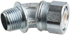 Cooper Crouse-Hinds - 1/4 to 0.35" Cable Capacity, Liquidtight, Elbow Strain Relief Cord Grip - 1/2 NPT Thread, 1-25/32" Long, Malleable Iron - Exact Tooling