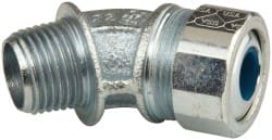 Cooper Crouse-Hinds - 0.35 to 0.45" Cable Capacity, Liquidtight, Elbow Strain Relief Cord Grip - 1/2 NPT Thread, 1-25/32" Long, Malleable Iron - Exact Tooling