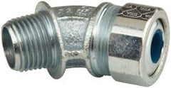 Cooper Crouse-Hinds - 0.35 to 0.45" Cable Capacity, Liquidtight, Elbow Strain Relief Cord Grip - 1/2 NPT Thread, 1-25/32" Long, Malleable Iron - Exact Tooling