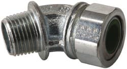 Cooper Crouse-Hinds - 0.45 to 0.56" Cable Capacity, Liquidtight, Elbow Strain Relief Cord Grip - 1/2 NPT Thread, 1-25/32" Long, Malleable Iron - Exact Tooling
