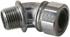 Cooper Crouse-Hinds - 0.45 to 0.56" Cable Capacity, Liquidtight, Elbow Strain Relief Cord Grip - 1/2 NPT Thread, 1-25/32" Long, Malleable Iron - Exact Tooling