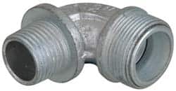 Cooper Crouse-Hinds - 0.55 to 0.65" Cable Capacity, Liquidtight, Elbow Strain Relief Cord Grip - 1/2 NPT Thread, 1-13/16" Long, Malleable Iron - Exact Tooling