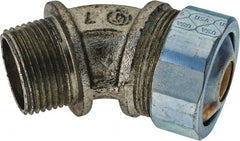 Cooper Crouse-Hinds - 1/4 to 0.35" Cable Capacity, Liquidtight, Elbow Strain Relief Cord Grip - 3/4 NPT Thread, 2-17/32" Long, Malleable Iron - Exact Tooling