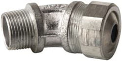 Cooper Crouse-Hinds - 0.35 to 0.45" Cable Capacity, Liquidtight, Elbow Strain Relief Cord Grip - 3/4 NPT Thread, 2-17/32" Long, Malleable Iron - Exact Tooling