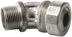 Cooper Crouse-Hinds - 0.45 to 0.56" Cable Capacity, Liquidtight, Elbow Strain Relief Cord Grip - 3/4 NPT Thread, 2-17/32" Long, Malleable Iron - Exact Tooling