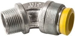 Cooper Crouse-Hinds - 0.65 to 3/4" Cable Capacity, Liquidtight, Elbow Strain Relief Cord Grip - 3/4 NPT Thread, 2-7/16" Long, Malleable Iron - Exact Tooling