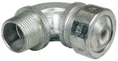 Cooper Crouse-Hinds - 1/4 to 0.35" Cable Capacity, Liquidtight, Elbow Strain Relief Cord Grip - 3/4 NPT Thread, 2-5/16" Long, Malleable Iron - Exact Tooling