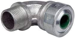 Cooper Crouse-Hinds - 0.45 to 0.56" Cable Capacity, Liquidtight, Elbow Strain Relief Cord Grip - 3/4 NPT Thread, 2-5/16" Long, Malleable Iron - Exact Tooling