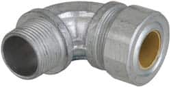 Cooper Crouse-Hinds - 0.65 to 3/4" Cable Capacity, Liquidtight, Elbow Strain Relief Cord Grip - 3/4 NPT Thread, 2-5/16" Long, Malleable Iron - Exact Tooling