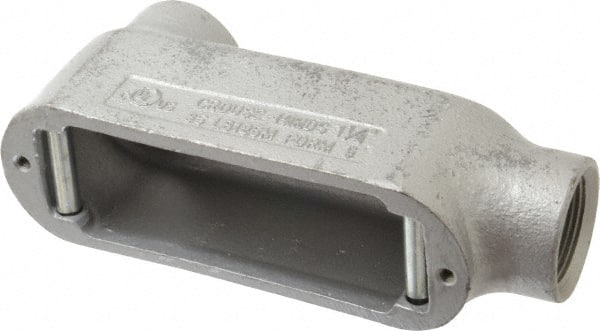 Cooper Crouse-Hinds - Form 5, LB Body, 1-1/4" Trade, Rigid Malleable Iron Conduit Body - Oval, 8.12" OAL, 32 cc Capacity, Gray - Exact Tooling
