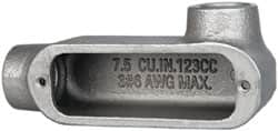 Cooper Crouse-Hinds - Form 5, LR Body, 3/4" Trade, Rigid Malleable Iron Conduit Body - Oval, 5.37" OAL, 7-1/2 cc Capacity, Gray - Exact Tooling