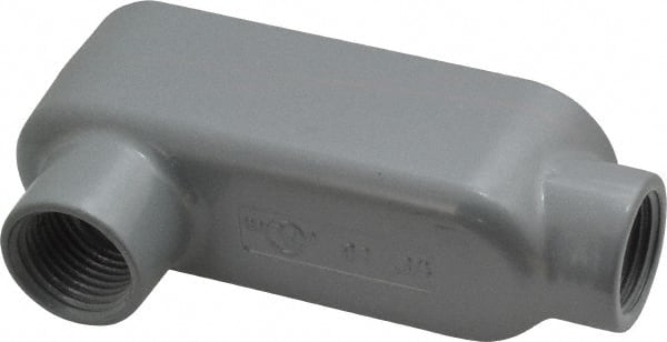 Cooper Crouse-Hinds - Form 5, LB Body, 1/2" Trade, IMC, Rigid Aluminum Conduit Body - Oval/Rectangle, 4.24" OAL, 4.35 cc Capacity, Silver - Exact Tooling
