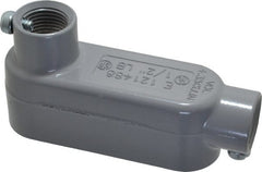 Cooper Crouse-Hinds - Form 5, LB Body, 1/2" Trade, EMT, IMC, Rigid Aluminum Conduit Body - Rectangle, 4.24" OAL, 4.35 cc Capacity, Gray - Exact Tooling