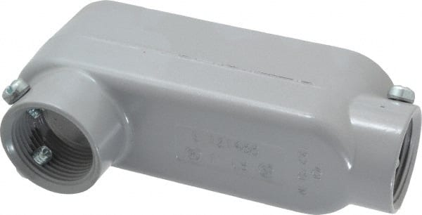 Cooper Crouse-Hinds - Form 5, LB Body, 1" Trade, EMT, IMC, Rigid Aluminum Conduit Body - Rectangle, 5.79" OAL, 12.2 cc Capacity, Gray - Exact Tooling