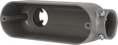 Cooper Crouse-Hinds - Form 5, LB Body, 1-1/4" Trade, EMT, IMC, Rigid Aluminum Conduit Body - Rectangle, 7.79" OAL, 32.3 cc Capacity, Gray - Exact Tooling