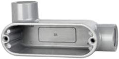 Cooper Crouse-Hinds - Form 5, LL Body, 1/2" Trade, IMC, Rigid Aluminum Conduit Body - Oval/Rectangle, 4.4" OAL, 4.35 cc Capacity, Silver - Exact Tooling