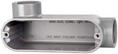 Cooper Crouse-Hinds - Form 5, LL Body, 1" Trade, IMC, Rigid Aluminum Conduit Body - Oval/Rectangle, 5.94" OAL, 12.2 cc Capacity, Silver - Exact Tooling