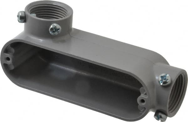 Cooper Crouse-Hinds - Form 5, LL Body, 1" Trade, EMT, IMC, Rigid Aluminum Conduit Body - Rectangle, 15.35" OAL, 12.2 cc Capacity, Gray - Exact Tooling