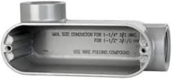 Cooper Crouse-Hinds - Form 5, LL Body, 1-1/4" Trade, IMC, Rigid Aluminum Conduit Body - Oval/Rectangle, 7.87" OAL, 35.8 cc Capacity, Silver - Exact Tooling