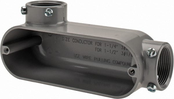 Cooper Crouse-Hinds - Form 5, LL Body, 1-1/4" Trade, EMT, IMC, Rigid Aluminum Conduit Body - Rectangle, 7.87" OAL, 35.8 cc Capacity, Gray - Exact Tooling