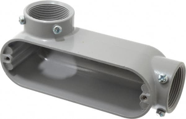 Cooper Crouse-Hinds - Form 5, LL Body, 1-1/2" Trade, EMT, IMC, Rigid Aluminum Conduit Body - Rectangle, 7.87" OAL, 35.8 cc Capacity, Gray - Exact Tooling